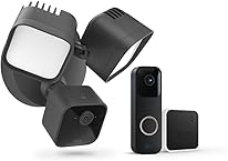 Blink Wired Floodlight Camera + Video Doorbell with Sync Module 2 | Two-way audio, HD day and night video, motion detection, Works with Alexa — (Black)