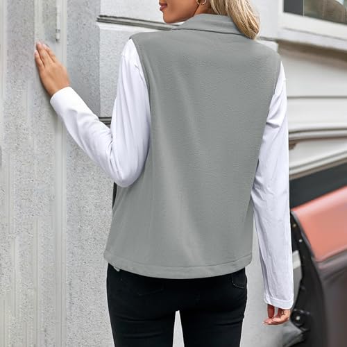Sherpa Vest for Women Polar Fleece Winter Warm Sleeveless Jacket Zip Up Lapel Collar Vests Outerwear with Pockets4