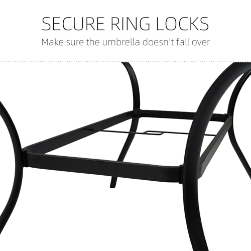 Image of Anmutig 5 Piece Patio Dining Set 41 Inch Round Table Stackable Chairs Black | Powder-Coated Steel Frame, Quick-Dry Textilene Mesh, Dual-Size Umbrella Hole, Weather Resistant, Patio, Garden, Backyard