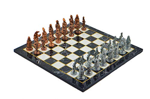 Gifthome Schachbrett aus Metall groß, Osmanisches, Schachbrett mit Antik-Steinchen und glattem Marmor-Muster Cover