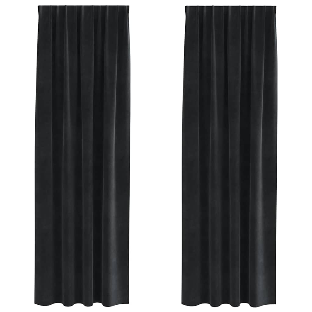 Cortinas opacas de terciopelo, 2 unidades, 140 x 260 cm, opacas con trabillas, cortinas modernas de terciopelo para dormitorio y salón, color negro