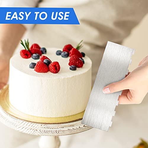 8.6 Inch Metal Cake Scraper Sided Patterned Edge Stripe Edge Smoother Scraper Cake Decorating Comb Cake Sculpting Modeling Tools for Icing Frosting Buttercream Mousse - Image 3
