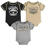 Outerstuff NFL Newborn Infants Touchdown 3 Piece Onesie Creeper Bodysuit Romper Set (New Orleans Saints, 3/6 Months)