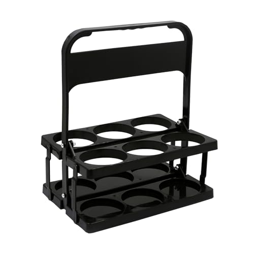 YESAH Porte Bouteille Pliable,Pliable Plastique Durable avec Poignée pour 6 Bouteilles,Noir,26x18x31cm,Caisse à Boissons Portable pour Bouteilles de...