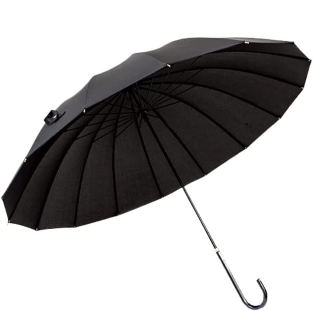 XYNSNDB Ombrello Ombrello da Golf Ombrello Antivento con 16 Ossa Ombrello con Manico ergonomico a J Ombrello con Canna Aperta Automatica in Tinta Unita (Blu : Zwart)