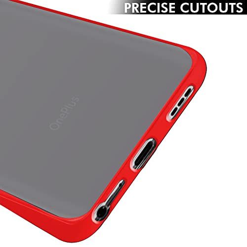 Image of TheGiftKart Smoked Translucent Protective Hard Back Case Cover for OnePlus Nord CE 2 5G (TPU & PC | Red Bumper)