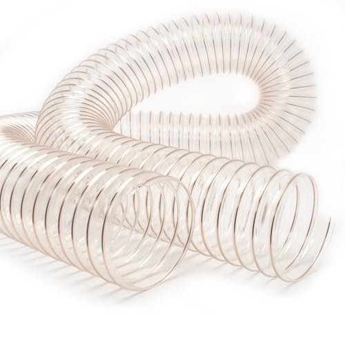 PRIMEBAG - 100mm Absaugschlauch Antistatisch PU mit Stahlfeder für Absauganlage METERWARE Transparent - Bestleistung beim Saugen
