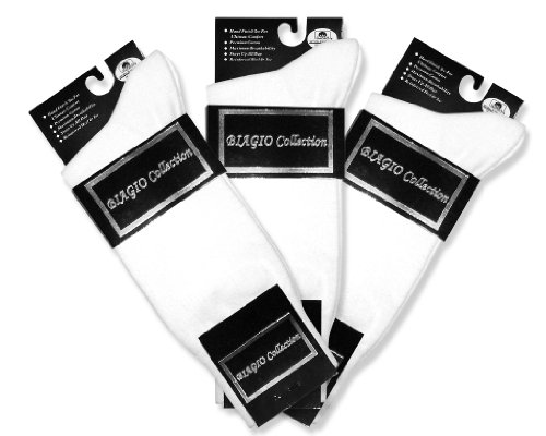 3 Pair of Biagio Solid WHITE Color Men's COTTON Dress SOCKS2