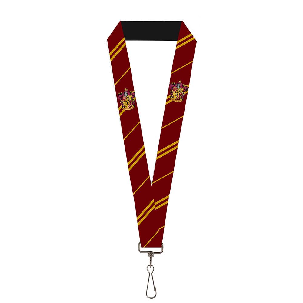 Buckle-Down Unisex-Adult's Lanyard-1.0"-Gryffindor Crest Stripe Key Chain, Burgundy Gold, One Size