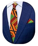 Vittorio Farina Premium Kente African & Animal Print Neck Tie for Men & Pocket Square 2PC Set