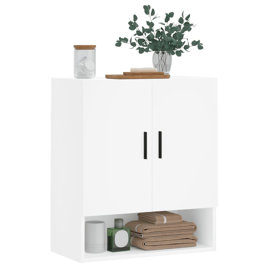 AUVYI Armoire Murale Flottante 60x31x70 Cm Blanc Brillant - Meuble Rangement Salle De Bain