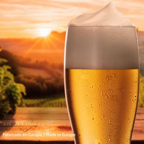 Miniatura 7 de Platinux Vasos De Cerveza De 500 Ml Máx. 640 Ml De Cristal, Juego De 6 Piezas, Vaso De Cerveza Alto 0,5 L