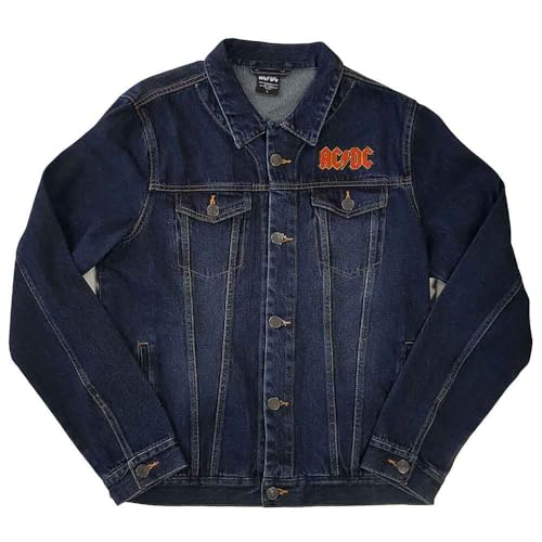 AC/DC Denim Jacket for Those About to Rock Band Logo Official Blue M