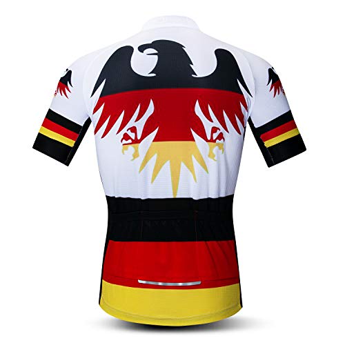 Camisetas masculinas de ciclismo de manga curta com zíper e zíper, Alemanha branca, Tag XL(For Your