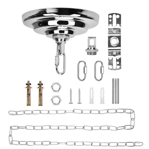 Image of Sangle Soppfy Vingage Canopy Kit and Pendant Light Fixture Chain for Chandelier or Swag Light Fixtures,Maximum Weight of 60 Pounds, 6 feet,Heavy Duty,5 Inches Diameter (Silver)
