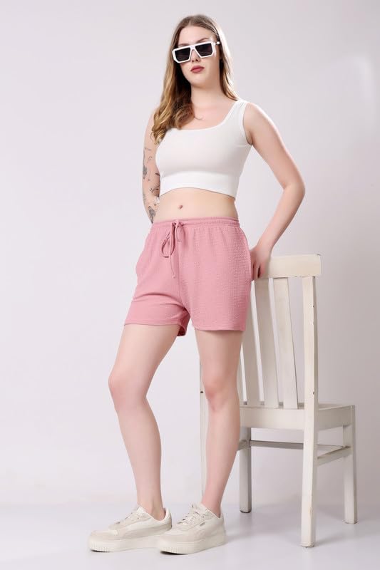 Image of London Hills Shorts for Women Textured Waffle Knit with Pockets for Gym, Sports, Running, Yoga, Cycling, Walk Casual Shorts Or Half Lower, Hot Pant, Half Trouser, Pack of 1, Pack of 2, Pack of 3
