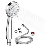 【Manguera de ducha durable】: El tubo exterior está hecho de acero inoxidable completo, acabado con cromado y tiene un acabado duradero. El tubo interior está hecho de material de PVC no tóxico e inodoro, con alta resistencia a la presión y la temperatura, se pueden reemplazar regularmente.