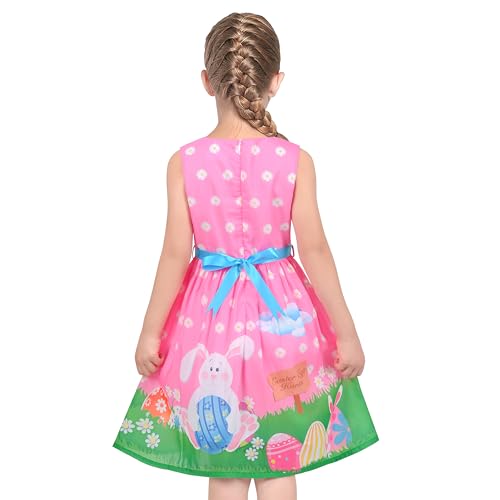 Sunny Fashion Girls Dress 2 Piece Bag Easter Bunny Egg Hunting Blue Casual Party3