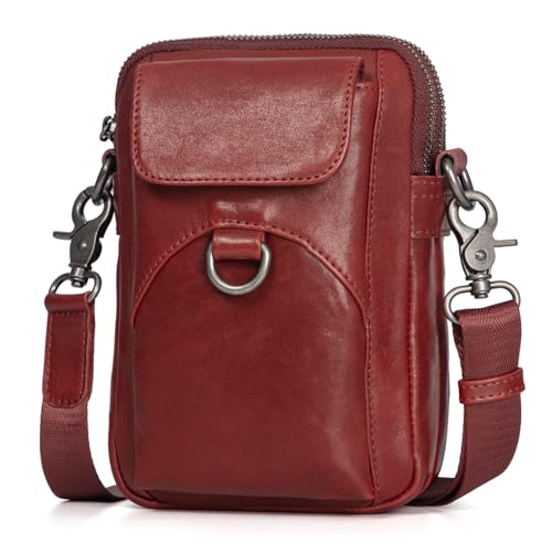 Image of Augus Genuine Leather Small Crossbody Messenger Phone Bag for men's