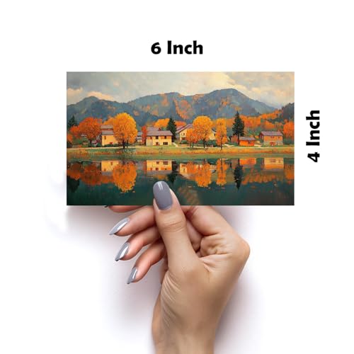 Image of SiddArtify Landscape Wall Art Poster Print Set - Colorful Village Poster Decor for Living Room Bedroom - Set of 2-4x6 Inch - Board (Pack of 6) - Sticker (Pack of 6)