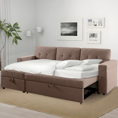 Naomi Home Transform Any Space: Sleeper Sectional Sofa with Convertible Sofa Bed & Inviting Chaise. Find Tranquil Comfort with Stress-Relieving Design & Durable Cushions - Mocha/Velvet Naomi Home Transform Any Space: Sleeper Sectional Sofa with Convertible Sofa Bed & Inviting Chaise. Find Tranquil Comfort with Stress-Relieving Design & Durable Cushions - Mocha/Velvet