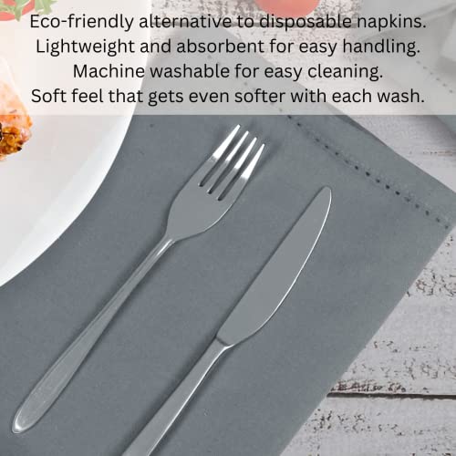 Urbana Cotton Set Of 12 Hemstitch Kitchen Cloth Napkins Premium 100% Cotton Dinner Napkin, Soft & Durable Ideal For Dining Room, Restaurant, Weddings & Events (Grey, 18 X 18 Inches) #TOP6