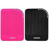 2 Heat Resistant Mats for Curling Irons, Hair Straightener, Flat Irons and Hair Styling Tools 9' x 6.5', Pink&Black