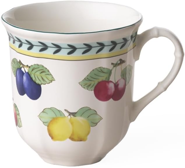 French Garden Fleurence Jumbo Mug, 1 Count (Pack of 1), White/Colored