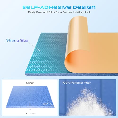 Image of 12 Pack Self-Adhesive Acoustic Panels, 12 inch X 12 inch X 0.4 inch High-Density Sound Proof Foam Panels for Walls, Soundproof Wall Panels for Home & Office (Light Blue)
