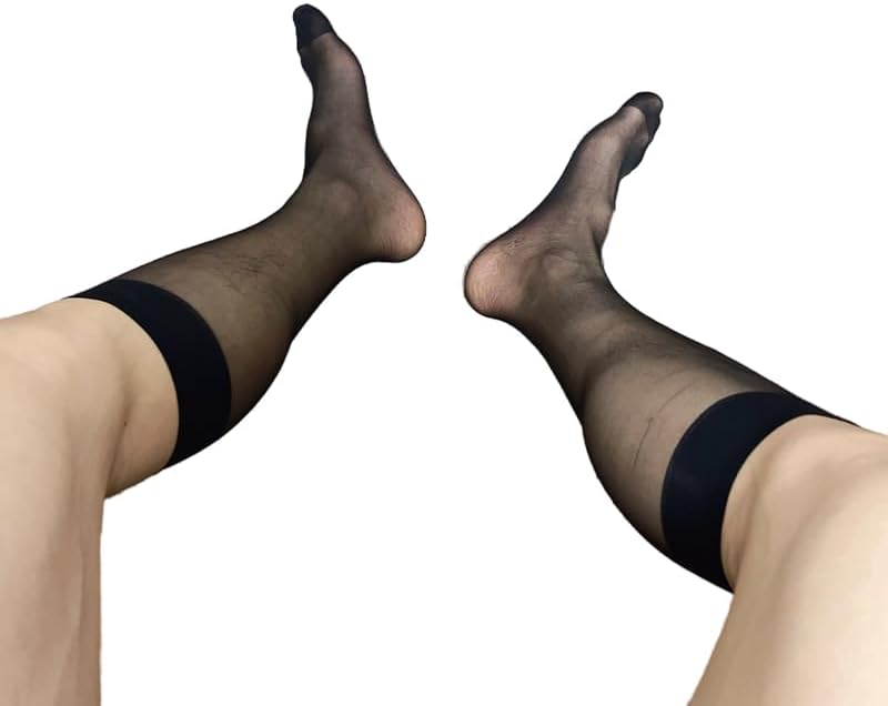 Sexy Mens Sheer Business Suit Formal Thin Breathable Socks Over the Calf Stocking - Image 4
