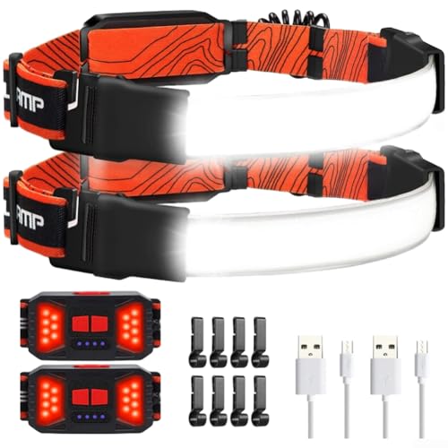 Linterna frontal LED COB recargable impermeable roja para pesca y camping
