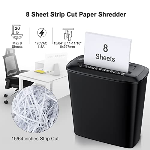 Bonsaii 8 Sheet Strip Cut S120-C Paper Shredder For Home Office Use & 12 Pack Lubricant Sheets #TOP1