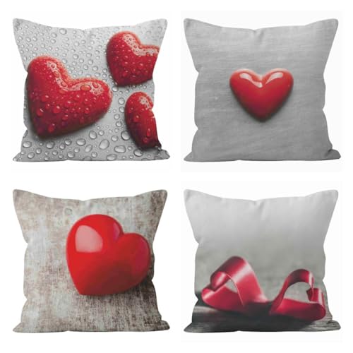 Housse de coussin rouge oriental CEVAN taie d'oreiller lin canapé 50x50