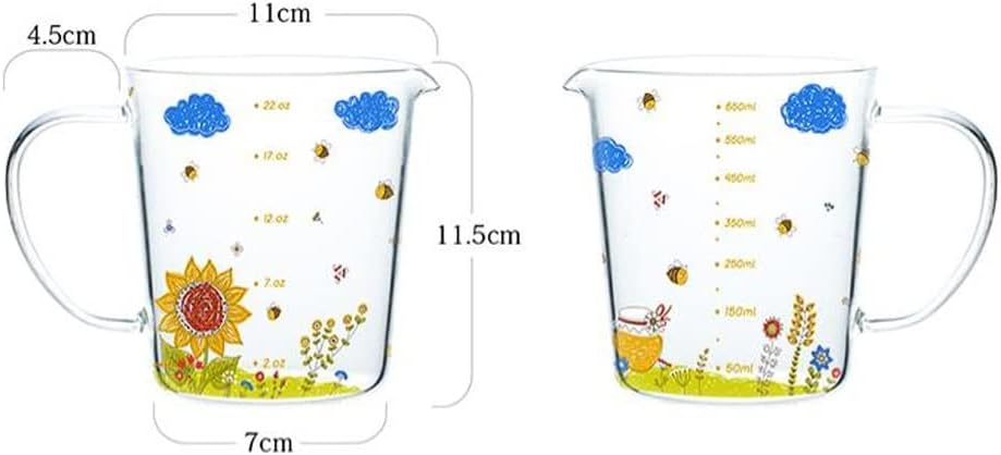 High Borosilicate Glass Measuring Cup With Scale High Capacity High Temperature Resistant Household Baking Cup Milk Breakfast Cup