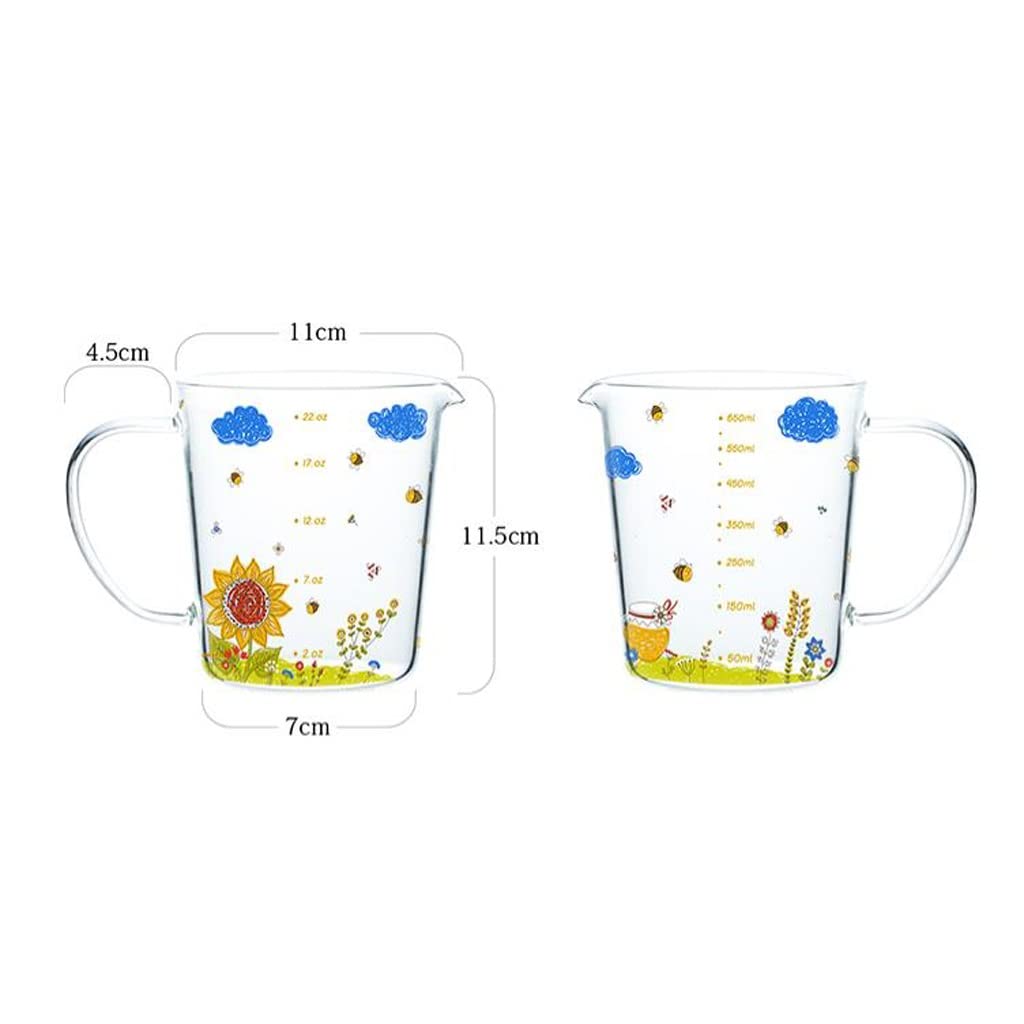 Taza medidora de Vidrio de borosilicato Alto con Escala de Alta Capacidad Resistente a Altas temperaturas Taza for Hornear en el hogar Taza de Desayuno de Leche
