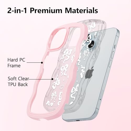 Coque silicone iPhone 15 transparente antichoc vague rose TPU - 2