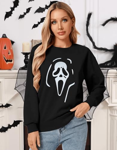 Womens USA Sweatshirt, Long Sleeve Crewneck Pullover with American Flag & Stripes Star Print - Casual Top