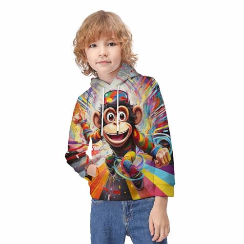 Pull à capuche ado Le Singe ample et chaud contre le froid hivernal