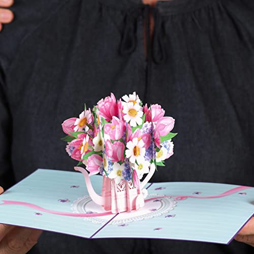 Paper Love Flower Watering Can 3D Pop Up Card, For All Occasion, Birthday, Graduation, Wedding, Mother's Day, Valentine's Day, Thank You, Get Well Or Just Because - 5" X 7" Cover - Includes Envelope And Note Tag #TOP3