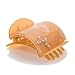 Mia Super Clamp-Super Strong Jaw Clamp With Comfortable Contour Fit and Hidden Spring-Medium Size 3" Long x 2.5" Wide-Peach Color with Printed Flowers and Rhinestones (1 piece per card)