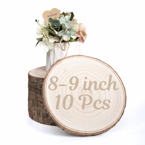 10 Pack Wood Centerpieces for Tables Natural Round Wood Slices for Rustic Wedding Decor and Table Decorations Unfinished Wooden Rounds (89 inch)