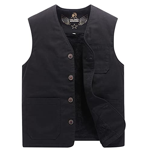 Btmpmcs Herren Weste Fleece Steppweste Outdoor Fleeceweste mit mehreren Taschen Herbst Winter Solid Warme Ärmellos Jacke Übergangsjacke Atmungsaktiv Sportweste Anglerweste Cover