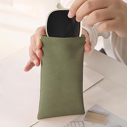 Image of 3 Pack Leather Eyeglasses Cases PU Soft Sunglasses Pouch Squeeze Top Portable Glasses Cases for Men Women