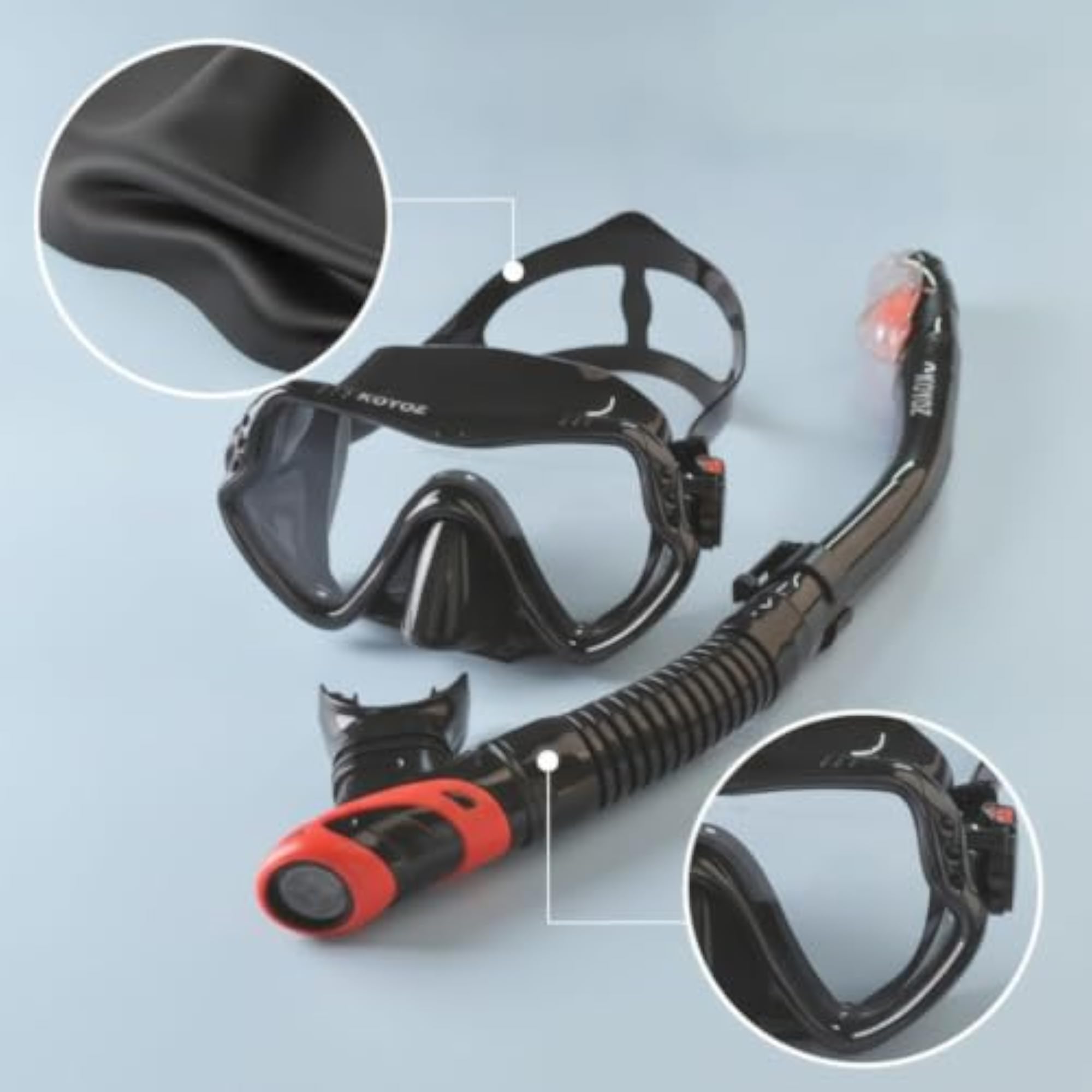 Integrated Snorkeling Mask with Snorkel Wide-View Diving Mask