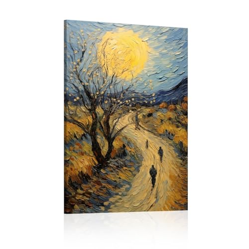 Affiche Van Gogh Nuit étoilée tableau abstrait avec cadre pour déco murale chambre 8x12"