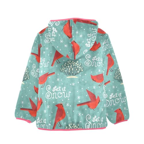 OTVEE Winter Red Birds Let It Snow Kids Hoodie Jacket Fall Spring Full Zip Warm Outwear Coat2
