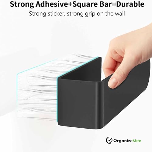 Image of OrganizeMee (Self Adhesive) Napkin & Towel Holder for Hand Basin Towels, Washbasin Bathroom Hanger, Kitchen Sink Napkin Holder Accessories Rack Without Drilling Cloth Hangers (Black)