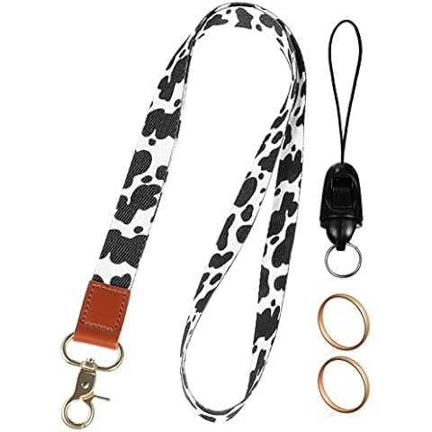 Abaodam 1Pc Neck Lanyard Strap Lanyard with Short String and Rings for Keychain Phone ID Badges Card Cover