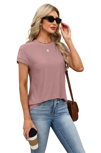Image of Alaroo Womens Summer Tops Short Sleeve Shirts Crew Neck Tshirt Cute Trendy Tunic Blouses (S-3XL)