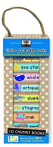 green start book towers: little ocean books (10 Chunky Books Made from 98% Recycled Materials)
